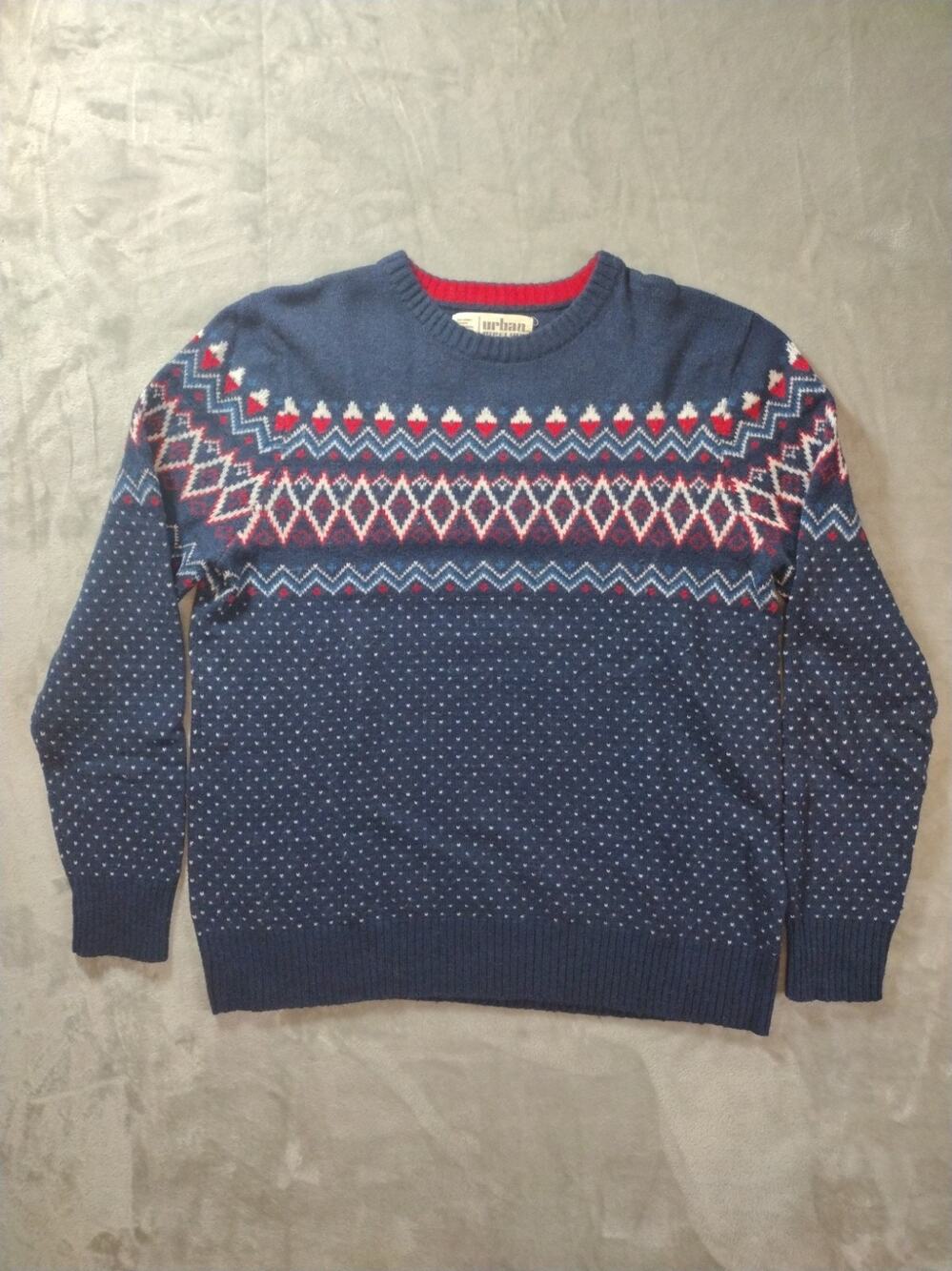 Urban Pipeline Fair Isle Sweater Mens XL Blue Nordic Holiday Christmas Wool Mix